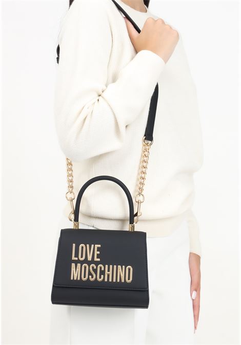 Black women's handbag with metallic logo LOVE MOSCHINO | JC4024PP1LKD0000